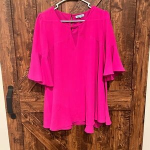She + sky women’s hot pink vneck‎ blouse size small